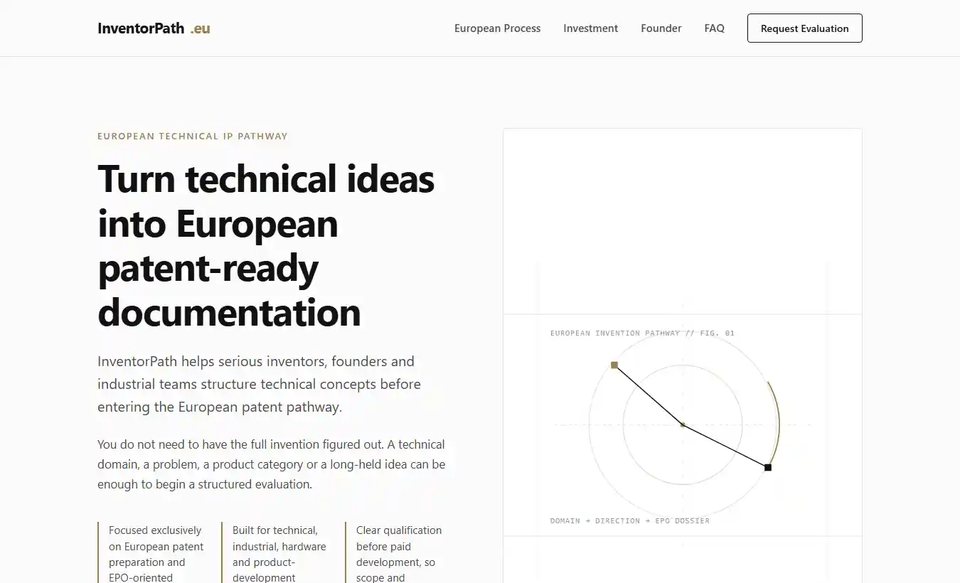 Captură de ecran a site-ului inventorpath.eu